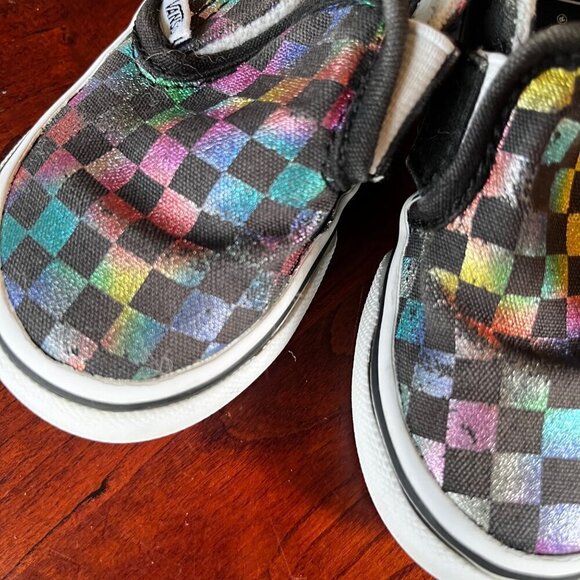 Vans Toddler Slip-On Shoes‎ Rainbow Checkerboard Size 6 - Picture 4 of 7